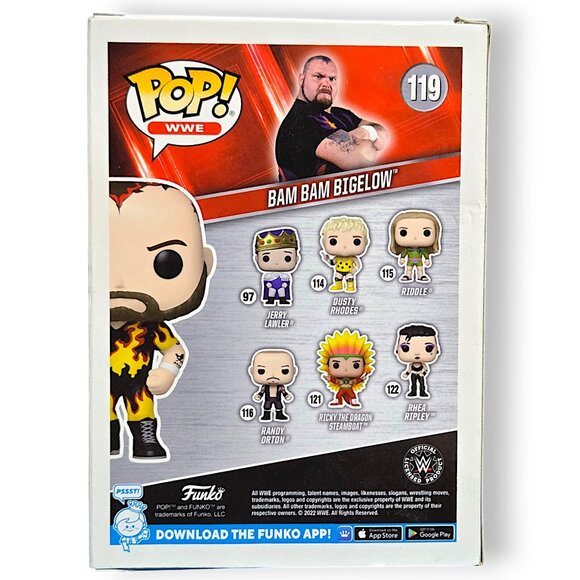 Funko Bam Bam Bigelow WWE Vinyl Figure #119 Glow in the Dark Walmart Exclusive - Picture 3 of 9